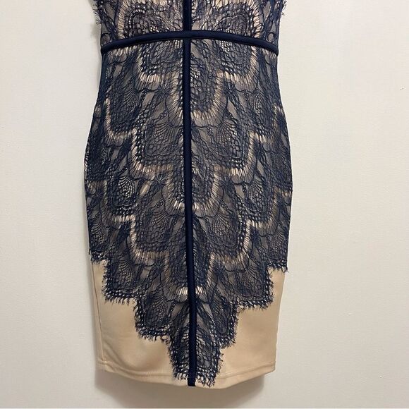 SALE!! London Dress Company Navy Lace Cocktail Dress Size 8 - Picture 3 of 7